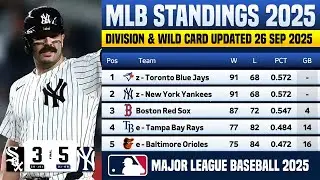 🔴 MLB STANDINGS TODAY | MLB STANDINGS 2025 WILD CARD RACE HEATING UP AS OF 26 SEP 2025