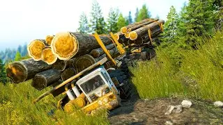 SnowRunner Realistic Logging On Taiga With 8x8 Truck || Logitech G29 Gameplay