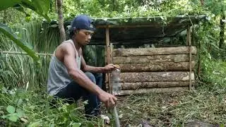 1 Day Solo Survival Camping after Heavy Rain | Bushcraft Shelter, Cooking in Wild Forest Adventure