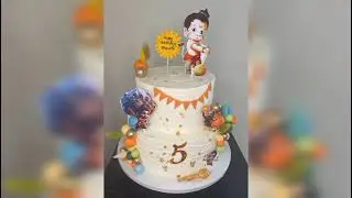 Easy 2-tier cake stacking| balhanuman theme cake|#trendingcakes #trendingshorts #cakedecoration