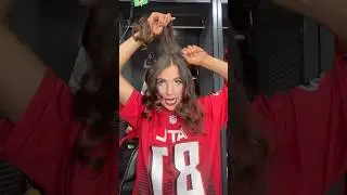 NFL CHEER HAIR ON GAMEDAY ❤️🖤 #grwm #nflcheerleader #gameday #nflcheer #hair #cheerleader #nfl
