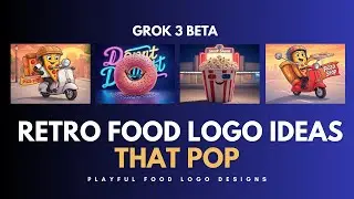 Grok 3 Beta in Action | Retro Food Logo Ideas That Pop! 🍕🍩🍿