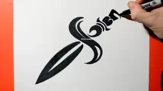 Tribal Weapon #9 / Ornamental Dagger / Simple Design / Abstract Graphic Art Style Drawing