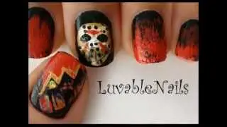 Horror Nail art // Friday the 13th PART II nail art by LuvableNails
