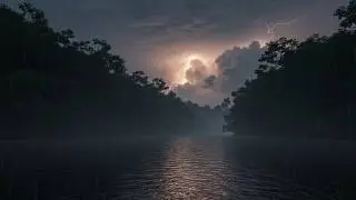 Soothing Tropical Rain at Night 🌿 Heavy Rain, Misty Trees & Calm Thunder