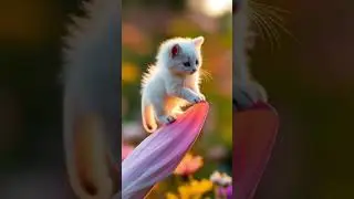 CUTE CAT BALANCING ON THE FLOWERS PETALS #cat #cute #cutecat