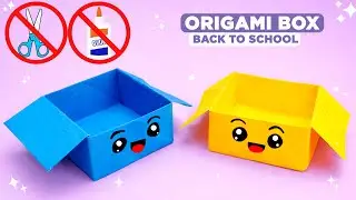 Easy Origami Box | DIY Paper BOX Tutorial | School Craft | No glue, No scissor origami Box