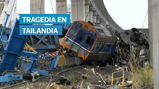 Tragedia en Tailandia: gr&uacute;a cae sobre tren y deja m&aacute;s de 30 muertos