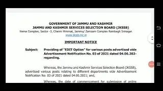 Jkssb Edit Option For Various posts