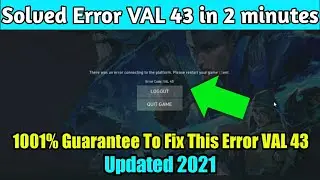 How To Fix Valorant VAL 43 Error | Error Code VAL 43 Valorant | Updated 2021