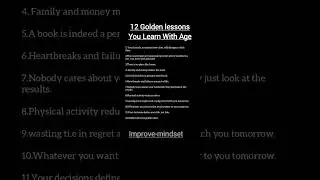 12 Golden lessons you learn with age....#mindset#mindsetcoach#motivation