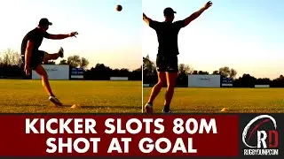Kicker slots a 80m kick at goal (wind assisted)