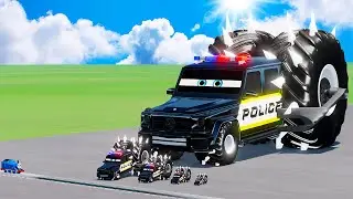 Big & Small Red Vizor Spiked Thorns Monster Truck Lightning McQueen vs Thomas the Train BeamNG.Drive