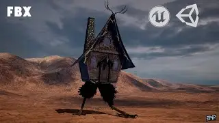 Scary house on chicken legs game character for Horror games
