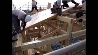 宿泊体験棟「ネオマの家 境モデル」～屋根充填断熱施工～
