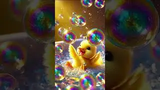 The little yellow duck was happily taking a bath when the water ran out.#cartoon