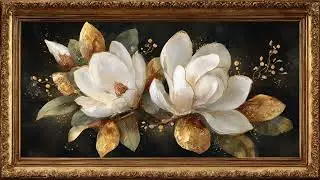 Elegant Christmas Samsung TV Art in 4K – Golden Framed Floral Still Life Display (No Music)