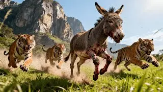 Heart-Stopping Predator Chase | Tigers Close In on a Wild Donkey