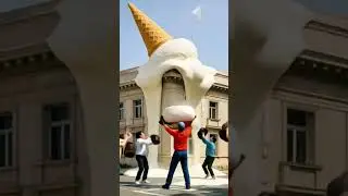 cgi add of very bigg icecream thatt is falling from sky and amazing scene