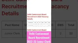 Delhi Cantonment Board Recruitment 2022-23 Junior Clerk