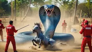 Brave Rescue Team Saves Horse from Giant Mutant King Cobra Encounter