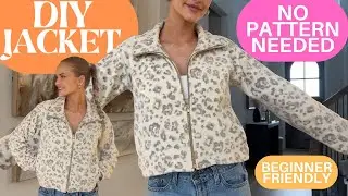 DIY Zip Up Jacket | No Pattern Required & Beginner Friendly Sewing Tutorial
