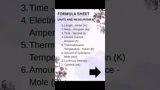 Jee Formula Sheet | Units and Measurement #jeepreparation #mhtcet #physics #preparation