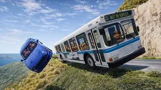 Deadly Bus vs Car Crash on cliff road😱🔥| Realistic Physics | BeamNG Drive