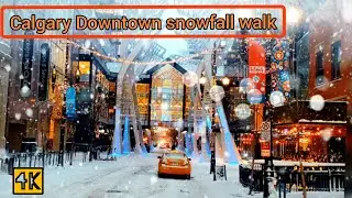 Calgary snowfall and ice cold night walk in downtown Calgary, alberta Canada. #calgarysnow #calgary