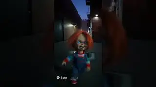 Rare footage of chucky trying to catch a cop. #ai #aivideo #sora #chucky #soraai #doll #soralife