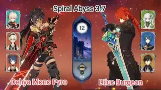 C0 Dehya Mono Pyro & C1 Diluc Burgeon - Spiral Abyss 3.7 - Floor 12 9 stars | Genshin Impact