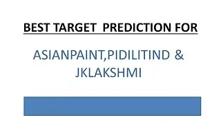 BEST SHORT TERM  STOCK TARGET PREDICTION ON 15OCT2020 FOR ASIANPAINT,PIDILITIND & JKLAKSHMI|TRADEIT