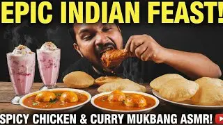 CHICKEN DRUMSTICKS, SOFT LUCHI & SPICY EGG CURRY/ FALUDA | INDIAN MUKBANG ASMR | EXTREME FOOD SOUNDS