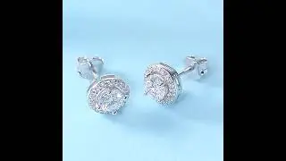 925 Sterling Silver Moissanite Rhinestone Stud Earrings(AJEW-U007-08P) #pandahall #earrings #jewelry
