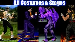Tekken 2 (PS1) - All Character's Costumes & Stages!