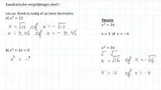 Vergelijkingen van de vorm x^2 = c (2 HAVO/VWO & 2 VWO)