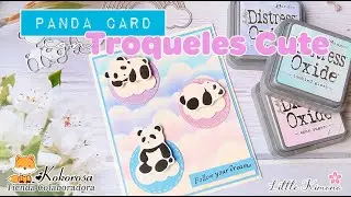 Scrapbooking: Tarjeta con Plantilla de nubes y Troqueles &middot; Die Cuts Panda Card 💙 Kokorosa DT