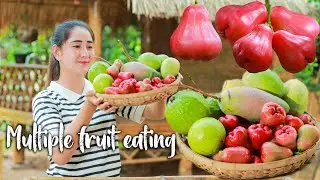 Amazing fruitful collecting in my village | Fruit picking around my house | Multiple fruit eating