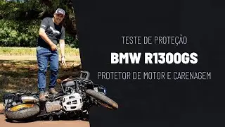 Teste de resistência BMW R1300GS com protetor de carenagem Bráz Acessórios