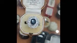 #SR284 Art Deco sapphire and diamond cluster target ring