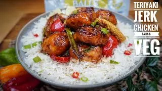 (FULL RECIPE) CRISPY TERIYAKI JERK CHICKEN BALLS & VEG