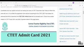 CTET Admit Card 2021 - CTET Exam 2021
