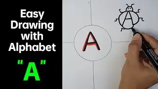 Easy drawing with alphabet A  II  Creative alphabet drawing  II  Alphabet drawing for kids