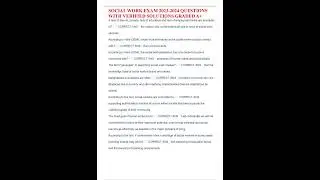SOCIAL WORK EXAM QUESTIONS WITH VERIFIED SOLUTIONS GRADED A+