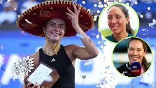 Jessica Pegula and Danielle Collins react after Iva Jovic wins her first WTA title in Guadalajara