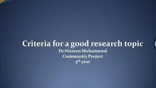Criteria for a good research topic 