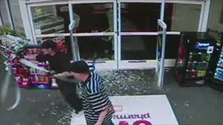 ATM Thieves destroy store doors