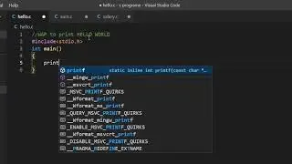Hello world in c using vs code