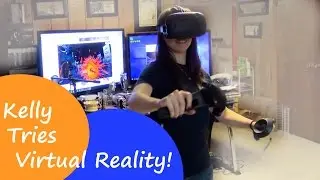 HTC Vive - Kelly Reacts To Audio Shield Gameplay