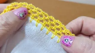 Bico de Crochê para Fralda de Bebê - Ponto de Crochê Redinha - Fácil - 456
